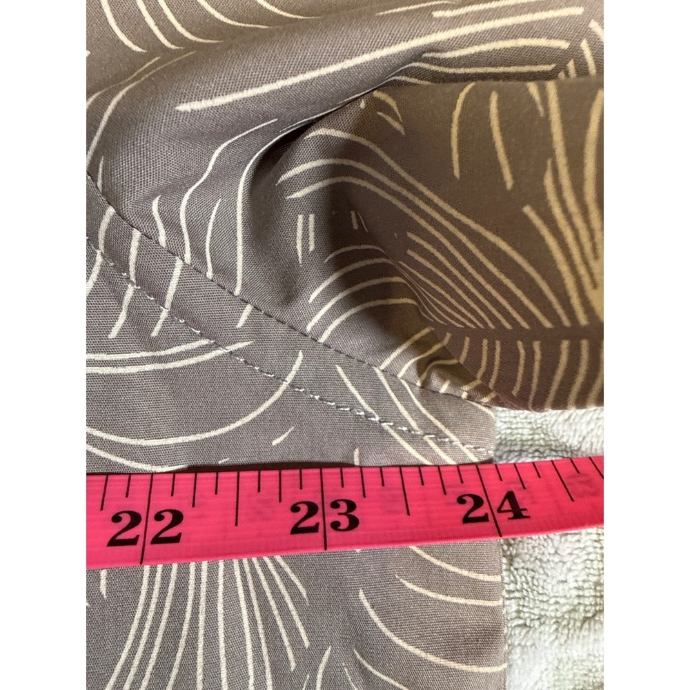 Mens SS Snap Front Shirt Brown Palm Leaf Organic Cotton Blend Hiking Shirt Large - Picture 6 of 9